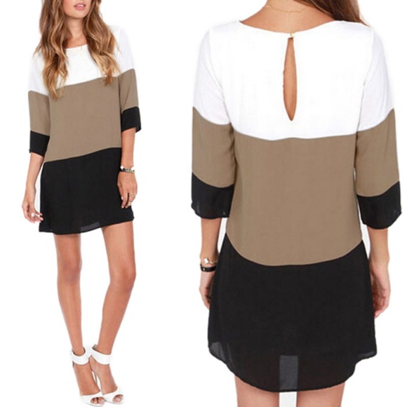 Dresses & Skirts - Classic tricolor 1/2 sleeve mini dress